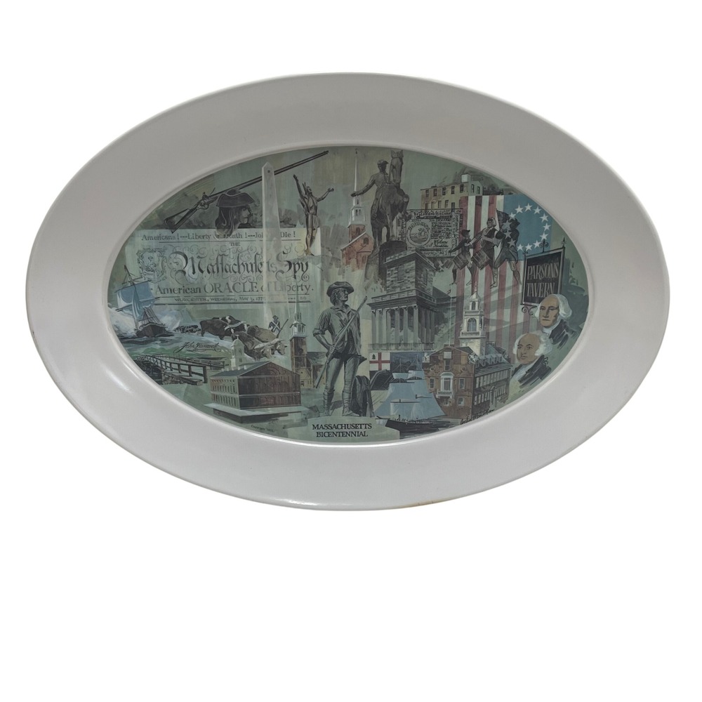 Brookpark 1521 Massachusetts Bicentennial Platter Arthur Manoogian 1975 Melamine